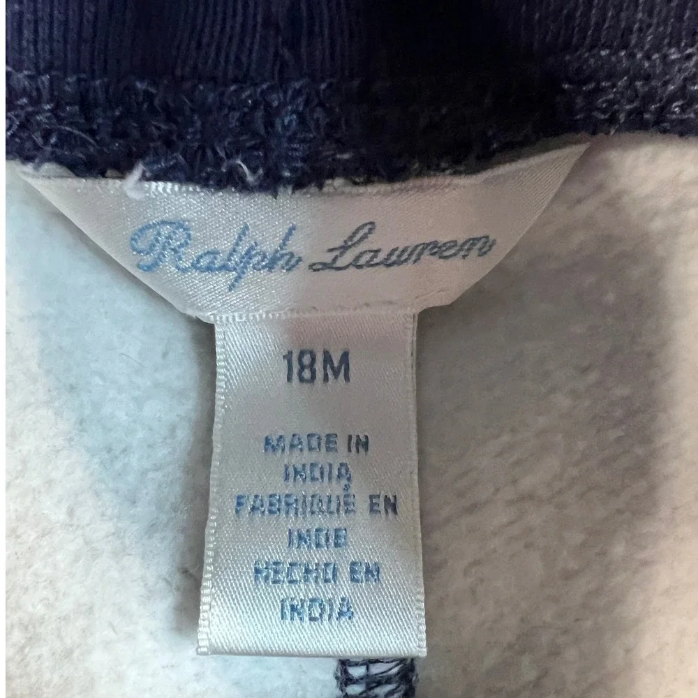 Ralph Lauren Kids 18M Green Plaid Shawl Collar Fleece Sweatshirt & Pants Set